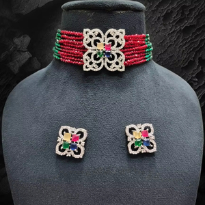 Ras du cou indien fabricant de collier en laiton AD ensemble de pendentifs tendance pour les vêtements de fête de mariage des femmes - Product Image 1