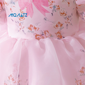Abito da Principessa Meiqiai per Bambine, Stampa Floreale con Rose, Tulle a Maniche Corte in Chiffon, per Bambine - Product Image 4