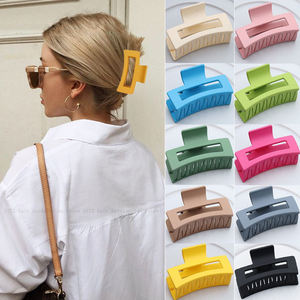 Fermaglio per <span class=keywords><strong>capelli</strong></span> con artiglio quadrato di colore solido opaco da 8.5cm smerigliato rettangolo cavo squalo Haarklammer all'ingrosso Macaron Color - Product Image 1