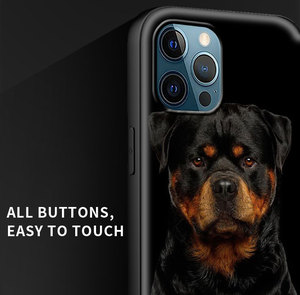 Custodia per telefono di lusso per cani Rottweiler per <span class=keywords><strong>iPhone</strong></span> 16 13 15 14 12 11 Pro MAX XR SE 7 8 Plus TPU in Silicone nero opaco Cover Fundas <span class=keywords><strong>Shell</strong></span> - Product Image 2