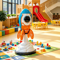 Sculpture en fibre de verre de vaisseau spatial de dessin animé sculpté sur mesure par une usine professionnelle, marque Jingyue, pour aire de jeux d'enfants de maternelle