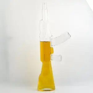 Yeni zarif AK47 gun şekilli likör şişesi/şarap için 750ml cam şişeler/votka tabancası şişe stoper ile