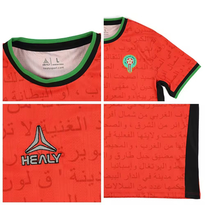 Maillot de football unisexe HEALY à manches courtes, imprimé numérique, logo personnalisé, noir et orange, 100 % polyester, ensembles d'été de haute qualité - Product Image 5