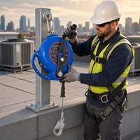 Dispositif d'arrêt de chute pour secours en espace confiné, ligne de vie à câble auto-rétractable manuelle de 20 m pour suspension sur trépied