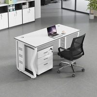 Bureau de travail moderne avec rangement mobile, table de bureau pour plusieurs personnes