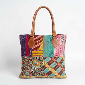 Sacs Fourre-Tout Vintage Sari Quilt Kantha - Product Image 1