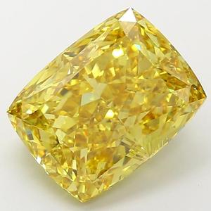 Diamant de laboratoire fantaisie jaune intense taille coussin 10,06 carats VS1 pour bijoux fins de créateur - Product Image 1