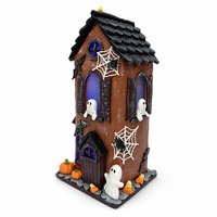 Figurine personnalisée en pâte à modeler Maison Hantée d'Halloween avec lumière LED, Décoration de table vintage Citrouille Fantôme pour la maison