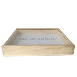 燕尾A4书木制储物滑盖盒，带定制标志松木实木