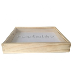 Dovetailed A4 Book Wooden Storage Sliding Lid Box with Customized Logo Pine Solid Wood