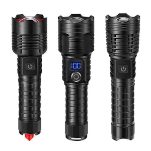 Aluminium Alloy Flashlight LCD Digital Display Outdoor Torch USB Zoomable 20W LED 6000 Lumens Super Bright Tactical Flash Light