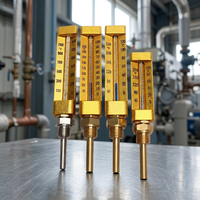 Termómetro Industrial Tipo V para Tuberías con Funda Protectora, Clasificación IP65, Rango 0-50°C, Precisión 0.1°C, OEM ODM, Sonda de 100mm, AIMS