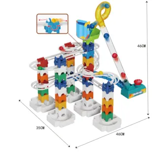 2024 DIY大理石跑步玩具迷宫砖滑球滚动赛道玩具套装儿童教育塑料积木儿童玩具
