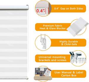 Stores enrouleurs zébrés faciles à <span class=keywords><strong>nettoyer</strong></span> et à installer Stores en tissu semblable à du lin <span class=keywords><strong>pour</strong></span> <span class=keywords><strong>les</strong></span> fenêtres intérieures, double couche <span class=keywords><strong>pour</strong></span> le contrôle de l'éclairage de jour et de nuit - Product Image 1