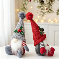Père Noël en peluche de luxe nordique avec chapeau tricoté lumineux, poupée de Noël, cadeau pour enfants, jouet sans visage, décoration, ornement de bureau