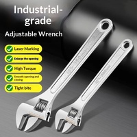 Clé à molette réglable de qualité industrielle en acier à haute teneur en carbone avec poignée caoutchoutée, multifonctionnelle pour usage domestique, à grande ouverture