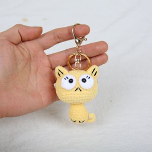Hecho a mano de punto <span class=keywords><strong>Amigurumi</strong></span> ganchillo animales juguetes muñecas Gatito Negro gato ganchillo <span class=keywords><strong>llavero</strong></span> ganchillo <span class=keywords><strong>Amigurumi</strong></span> encantos - Product Image 5