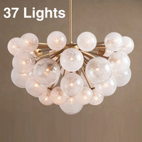 Lustre moderne à 37 lumières en forme de bulles, pour salon, salle à manger, lustre créatif en verre rond, luxe américain, pour mariage, banquet