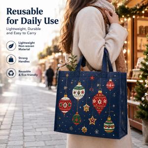 Custom Christmas Non Woven Tote <b>Bag</b> Reusable for Holiday Restaurant Takeout <b>Gift</b> Xmas Dine in Meal Package with Logo Print - Product Image 4