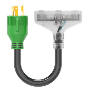 Adaptateur de distribution de générateur <span class=keywords><strong>NEMA</strong></span> L5-30P mâle vers 3x 5-15R/<span class=keywords><strong>5-20R</strong></span> femelle, cordon adaptateur 3 broches 30A vers 15A/20A, SJTW 10/3 AWG ETL - Product Image 1