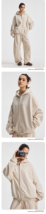 CNSHELL 420gsm Unisex Men's Autumn Hoodie Cardigan Sweatshirt Solid Oversized Fit Metal Zipper up Wide <strong>Hooded</strong> <strong>Fleece</strong> - Product Image 2