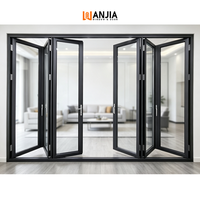 Porte pliante en aluminium à cadre étroit pour villa, portes patio pliantes à rupture de pont thermique, porte vitrée pliante