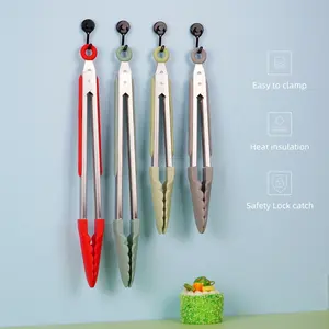New Product Ideas 2023 Kitchen Gadgets 12 Inch Stainless Steel 430 Nylon Clip Barbecue Tongs