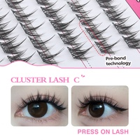 Cils à poser pré-collés en cluster DIY, vente chaude, marque privée, sans colle, logo personnalisé sur carte