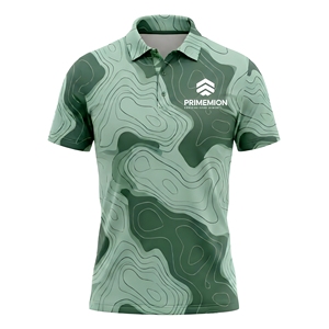 T-shirt moderne vert menthe imprimé carte topographique en Spandex/Polyester, logo personnalisé sur le devant, séchage rapide, manches longues, sportif, pour la randonnée - Product Image 1