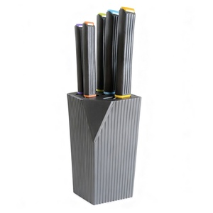 Ensemble de couteaux de cuisine en acier inoxydable à succès avec manche en plastique et bloc de rangement - Product Image 1