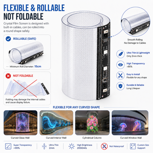 ฟิล์ม LED ใส P8 สำหรับหน้าต่างกระจก ร้านค้าปลีก และห้างสรรพสินค้า |   จอแสดงผล LED ฟิล์มคริสตัลบางเฉียบ - Product Image 5