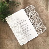 Bordures en dentelle, rubans, nœuds, ensembles de cartes d'invitation de mariage personnalisées, styles d'éléments variés