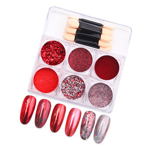 Ensemble de 6 poudres à ongles effet chrome miroir avec 8 pinceaux, pigment pailleté ultra-fin or titane laser pour salon de manucure - Product Image 2