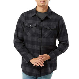 2023 chemises à carreaux gris noir Logo personnalisé différentes couleurs chemises en flanelle de coton polyester - Product Image 2