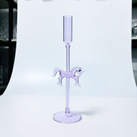 Bougeoirs coniques en verre de licorne 3D personnalisés en gros pour la décoration intérieure