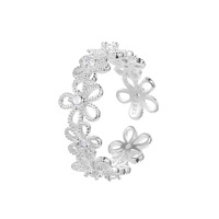 Nouveau Design Zircon Bijoux 925 Sterling Silver Creusé Fleur Cercle Anneau pour les Femmes