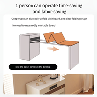 Ensemble de table à manger îlot moderne style crème, extensible et pliable, avec chaises multifonctionnelles et armoire en contreplaqué pour petites maisons