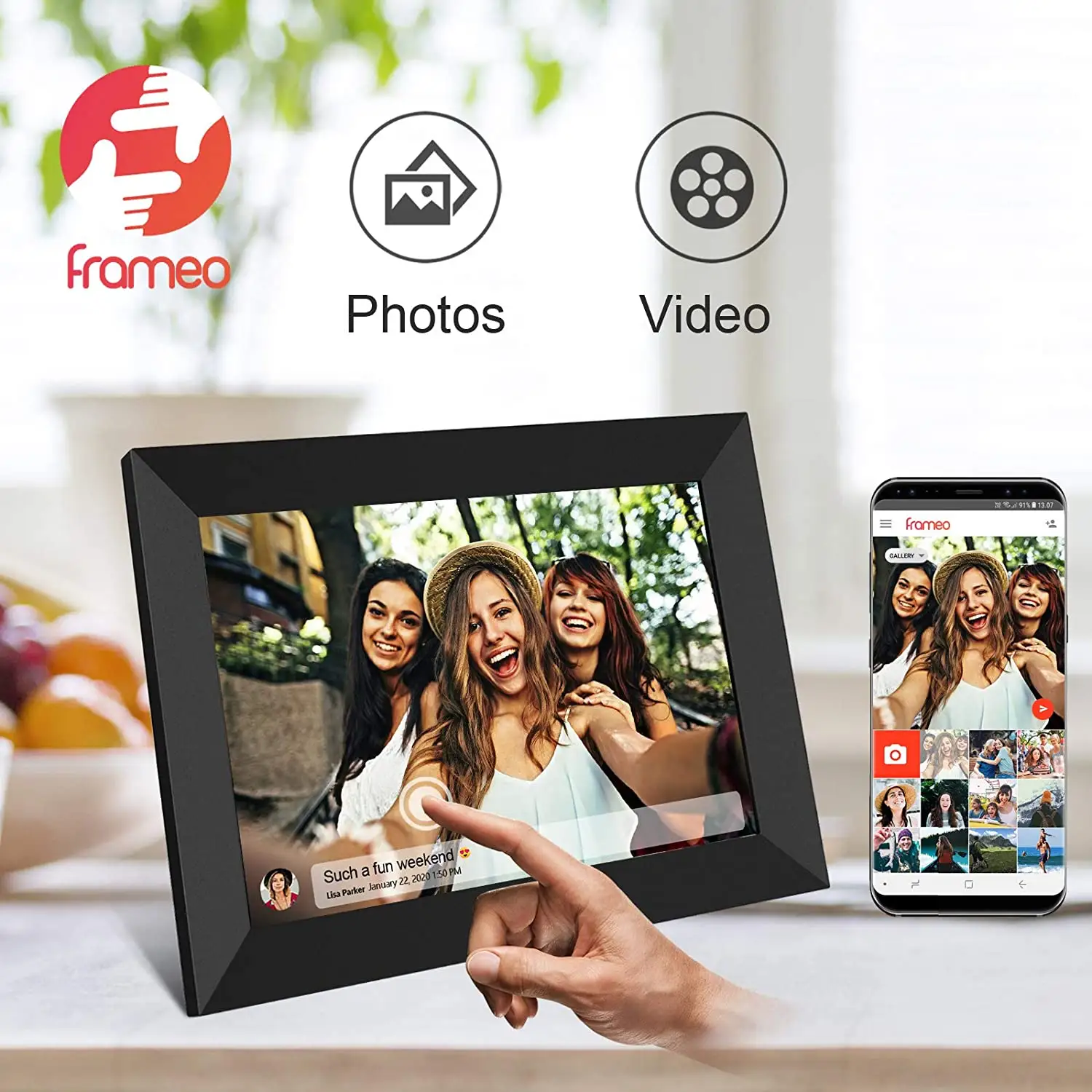 10.1 इंच Frameo / ourphoto एप्लिकेशन बहु-उपयोगकर्ता शेयर फोन कनेक्ट वीडियो फोटो डिजिटल तस्वीर फ्रेम वाईफाई/टच स्क्रीन सस्ता