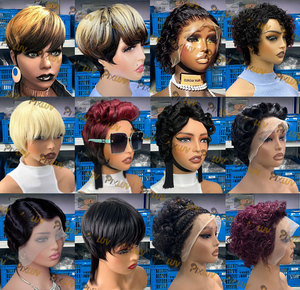 Parrucca Corta Senza Colla in Capelli Umani Vergini HD Grado 12A/15A, Capelli Brasiliani Indiani Grezzi All'Ingrosso per Donne Nere - Product Image 5