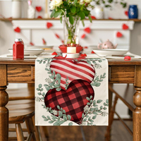 Chemin de table en polyester tissé pour la Saint-Valentin, 13 x 72 pouces, motif cœur rouge, durable, décoration pour la maison et l'hôtel