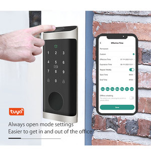 Tuya gerendel otomatis kunci pintu kayu pintar dengan selot tunggal kunci kartu sidik jari kata sandi gerendel keamanan Digital - Product Image 1
