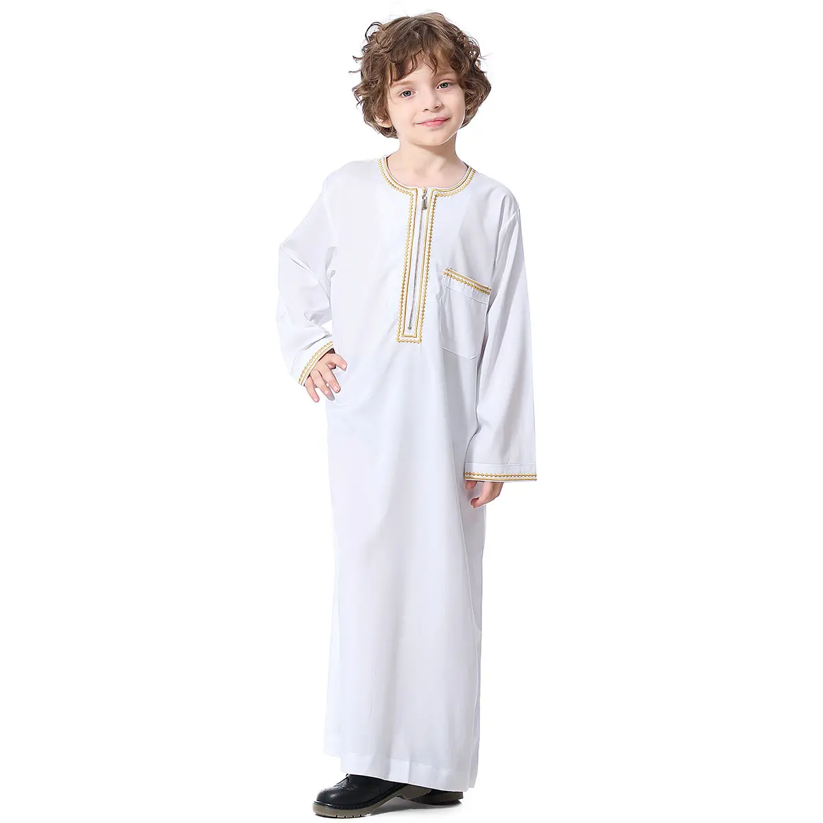 CCY 2023 baru pakaian Islam Arab Kaftan Pakistan Jubba Thobe Kaftan Muslim anak laki-laki jubah Daffah Saudi pakaian Dubai Abaya anak-anak