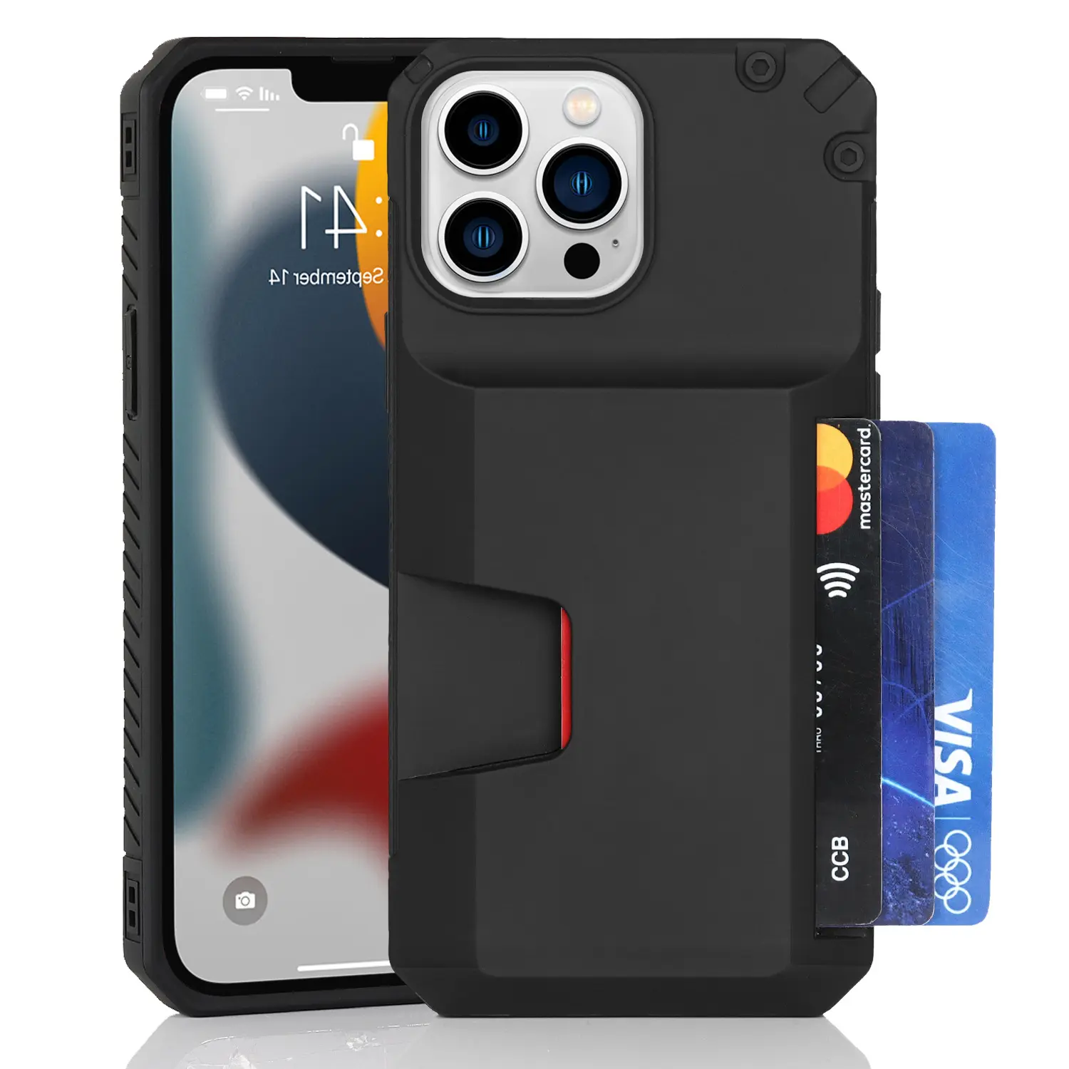 Custodia a portafoglio di tendenza personalizzata portafoglio sottile + custodia protettiva porta carte di credito con supporto per iPhone 15 Pro