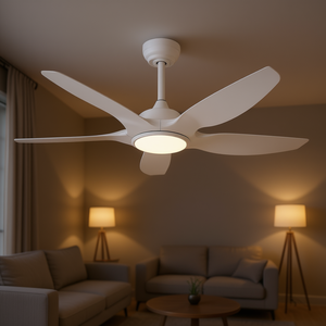 Ventilateur de plafond LED blanc à moteur DC de 48 pouces, 5 pales en ABS, télécommande, design moderne, lumière chaude douce 2700K, 35W, 5 vitesses, montage au plafond - Product Image 2