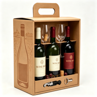 Boîte en carton ondulé personnalisée avec poignée, boîte de présentation avec fenêtre, boîte cadeau, carton pour bouteille de vin, emballage cadeau pour bouteille de vin