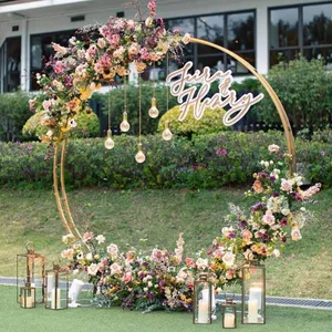 Event Party Rentals Gold Stainless Steel Holder Candle Wall For Backdrop Stage Decoration