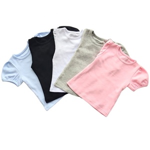 Camisetas personalizadas en blanco <span class=keywords><strong>para</strong></span> <span class=keywords><strong>niñas</strong></span>, Ropa <span class=keywords><strong>para</strong></span> <span class=keywords><strong>Niñas</strong></span>, camisetas de verano, camisetas <span class=keywords><strong>para</strong></span> niños pequeños, camisetas blancas con mangas abullonadas, 100% de algodón - Product Image 3