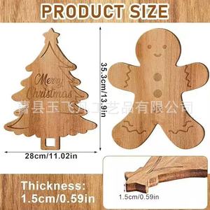 Christmas <b>Wooden</b> Gingerbread Man Cutting Board Natural Wood Color Multifunction Chopping <b>Block</b> For Dessert And Cooked Food Tray - Product Image 4