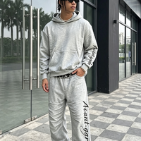 Ensemble jogging homme automne en molleton avec sweat à capuche double et pantalon de survêtement double taille, logo graphique imprimé DTG personnalisé OEM, style streetwear
