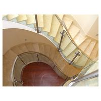 Escalier Courbé de Haute Qualité avec Cadre en Acier Carbone, Garde-Corps en Verre de Luxe, Escalier Intérieur Durable pour Appartement